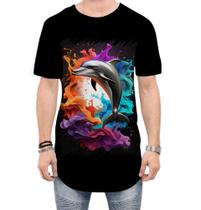 Camiseta Longline Golfinho Inteligência Arte Pintura 6