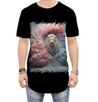 Camiseta Longline Leão Explosão de Cores Hipnotizante 2