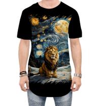 Camiseta Longline Leão Noite Estrelada Van Gogh 2