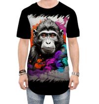 Camiseta Longline Macaco Monkey Ilustrado Vetor 3 Camiseta Longline Macaco Monkey Ilustrado Vetor 3