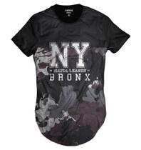 Camiseta Longline Mafia Bronx New York Camuflada Swag