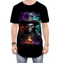 Camiseta Longline Mago Caveira Trevas Magia 3