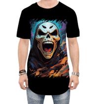 Camiseta Longline Máscara de Caveira Estilosa 2