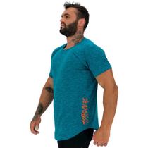 Camiseta Longline Masculina MXD Conceito Estampa Lateral Hardcore Laranja