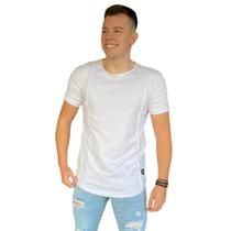 Camiseta Longline Masculina T-shirt Camisa Slim Fit Oversized Detalhe Recorte