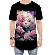 Camiseta Longline Mulher de Rosas Paixão 11