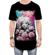 Camiseta Longline Mulher de Rosas Paixão 18