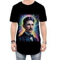 Camiseta Longline Nikola Tesla Físico Inventor Eletrecidade 5