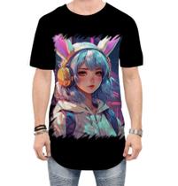 Camiseta Longline Páscoa Coelhinha Traços Vaporwave 8