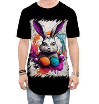 Camiseta Longline Páscoa Coelhinho Artístico Design 5