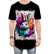 Camiseta Longline Páscoa Coelhinho Artístico Design 6