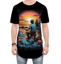 Camiseta Longline Pesca Esportiva Pôr do Sol Peixes 15