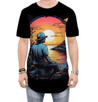 Camiseta Longline Pesca Esportiva Pôr do Sol Peixes 18