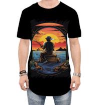 Camiseta Longline Pesca Esportiva Pôr do Sol Peixes 20