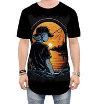 Camiseta Longline Pesca Esportiva Pôr do Sol Peixes 23