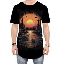 Camiseta Longline Pesca Esportiva Pôr do Sol Peixes 24