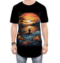 Camiseta Longline Pesca Esportiva Pôr do Sol Peixes 5 - Kasubeck Store