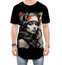 Camiseta Longline Pintura a Carvão Mulher Arte 18