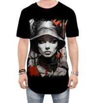 Camiseta Longline Pintura a Carvão Mulher Arte 25