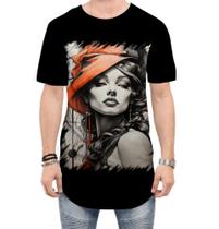 Camiseta Longline Pintura a Carvão Mulher Arte Esfumaçada 4