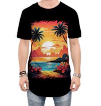 Camiseta Longline Praia Paradisíaca Vintage 18