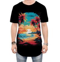 Camiseta Longline Praia Paradisíaca Vintage 9