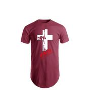 Camiseta Longline Swag Oversize Camisa Estampada Básica Algodão Blusas Masculina Cruz Gospel Evangélica Cristão