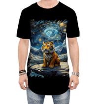 Camiseta Longline Tigre Noite Estrelada Van Gogh 4 Camiseta Longline Tigre Noite Estrelada Van Gogh 4