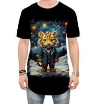 Camiseta Longline Tigre Noite Estrelada Van Gogh 5