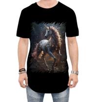 Camiseta Longline Unicórnio Criatura Mítica Fera 1 Camiseta Longline Unicórnio Criatura Mítica Fera 1