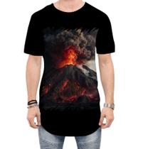 Camiseta Longline Vulcão em Erupção Destruição 3