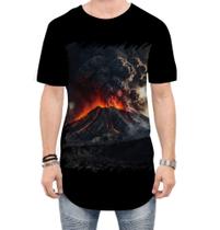 Camiseta Longline Vulcão em Erupção Destruição 4