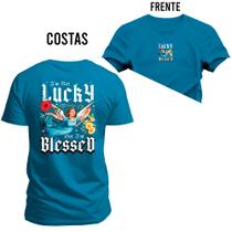 Camiseta Lucky Blessed Plus Size Gola Redonda Estampa Dtf Premium