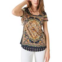 Camiseta Lucky Brand Persian Carpet para mulheres Navy Multi M Camiseta Lucky Brand Persian Carpet para mulheres Navy Multi M