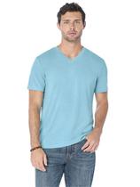 Camiseta Lucky Brand Venice Burnout com decote em V para homens azul XL