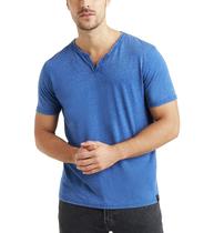 Camiseta Lucky Brand Venice Burnout Notch Neck para homens azul