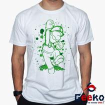 Camiseta Luigi 100% Algodão Mario Bros Geeko