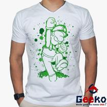 Camiseta Luigi 100% Algodão Mario Bros Geeko
