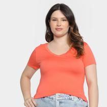 Camiseta Lunender Plus Size Gola V Feminina
