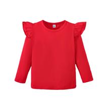 Camiseta LysMuch Toddler Baby Girls com babado de manga comprida vermelha 5-6Y