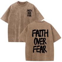 Camiseta Lytiarul Christian Faith Over Fear para homens Coffee S Camiseta Lytiarul Christian Faith Over Fear para homens Coffee S