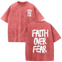 Camiseta Lytiarul Christian Faith Over Fear para homens em vermelho ferrugem