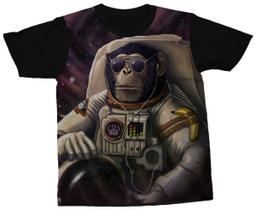 Camiseta Macaco Astronauta Camisa Desenho