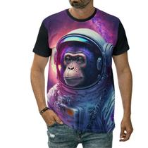 Camiseta Macaco Astronauta Planetas Universo Surreal Arte