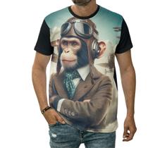 Camiseta Macaco Aviador Camisa Avião Aviação Arte Desenho