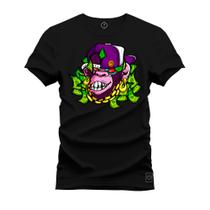 Camiseta Macaco Bolado Plus Size Forma Grande Algodão Estampada Varias Cores