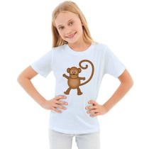 Camiseta Macaco Monkey Camisa Personalizada Blusa Infantil e Juvenil Algodão com Poliéster