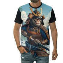 Camiseta Macaco Samurai Estilo Guerreiro Com Espada Japão