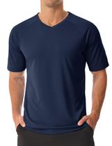 Camiseta MAGCOMSEN gola V manga curta com proteção solar UPF 50+ azul-marinho G