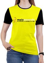Camiseta Maio Amarelo Feminina blusa Laço - Alemark